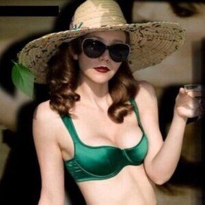 Agent Provocateur Nikita Green Satin Underwire Bra 34C